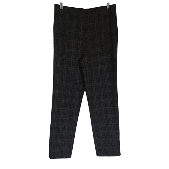 J. Jill Ponte slim leg pants medium plaid black ankle pull on - Picture 1 of 8